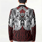 Aotearoa Kowhaiwhai Poutama Red Motif Blazer