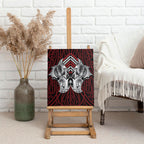 Aotearoa Kowhaiwhai Poutama Red Motif Canvas Wall Art