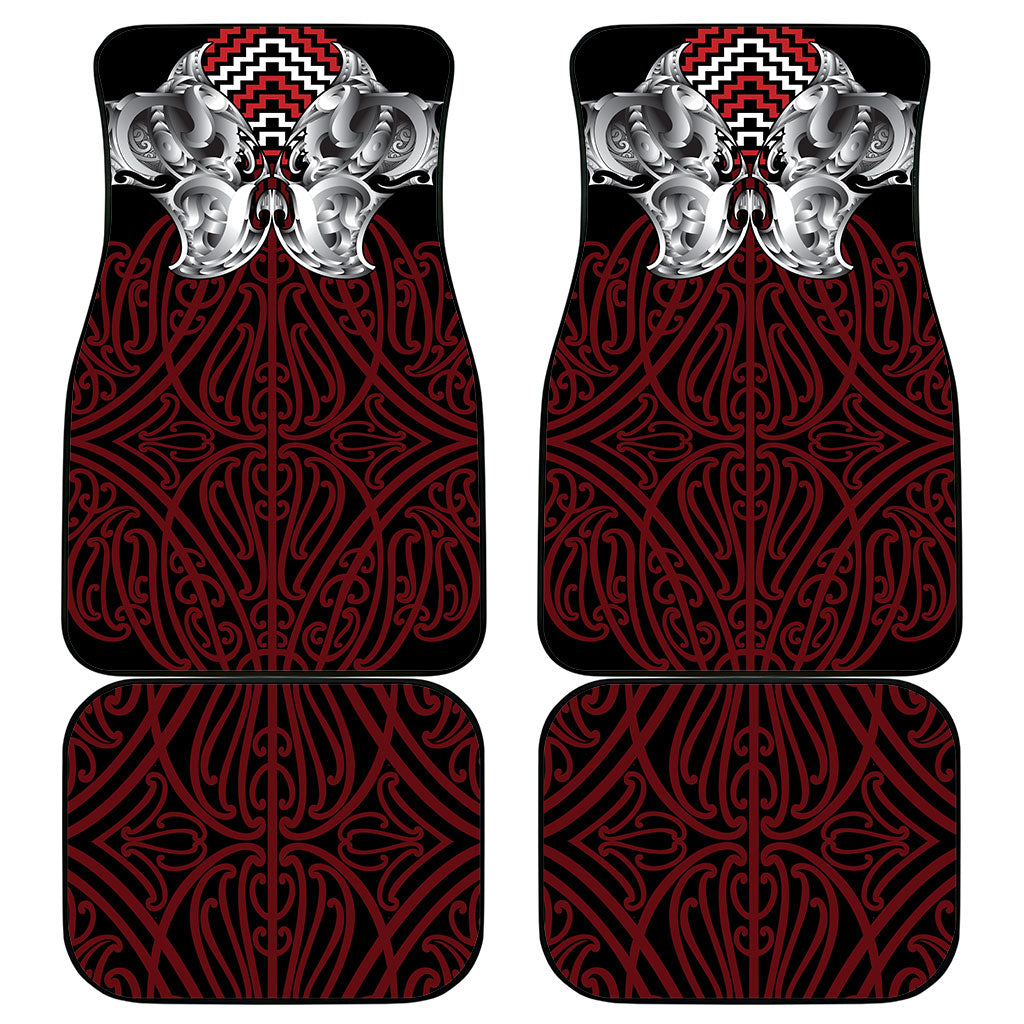 Aotearoa Kowhaiwhai Poutama Red Motif Car Mats