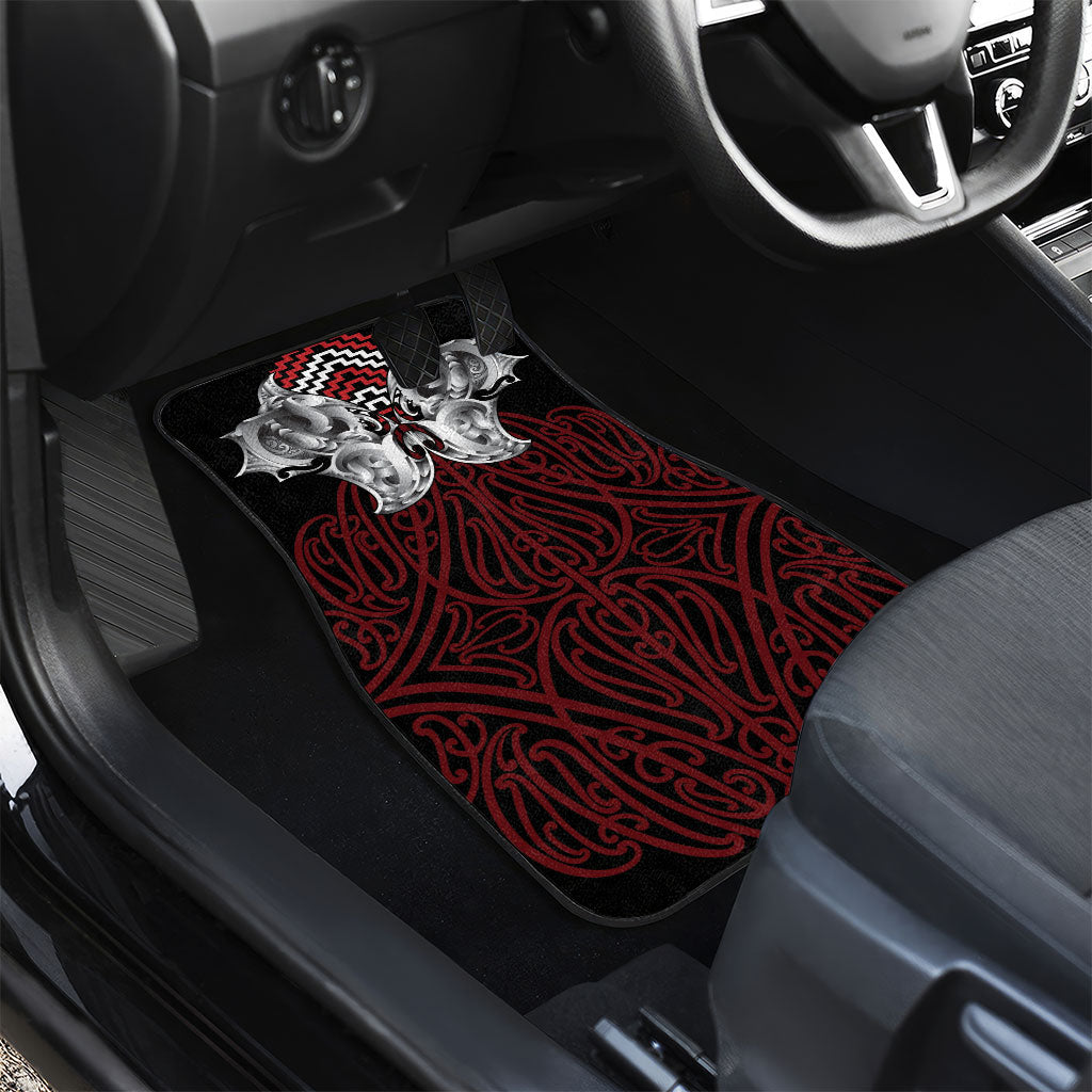 Aotearoa Kowhaiwhai Poutama Red Motif Car Mats