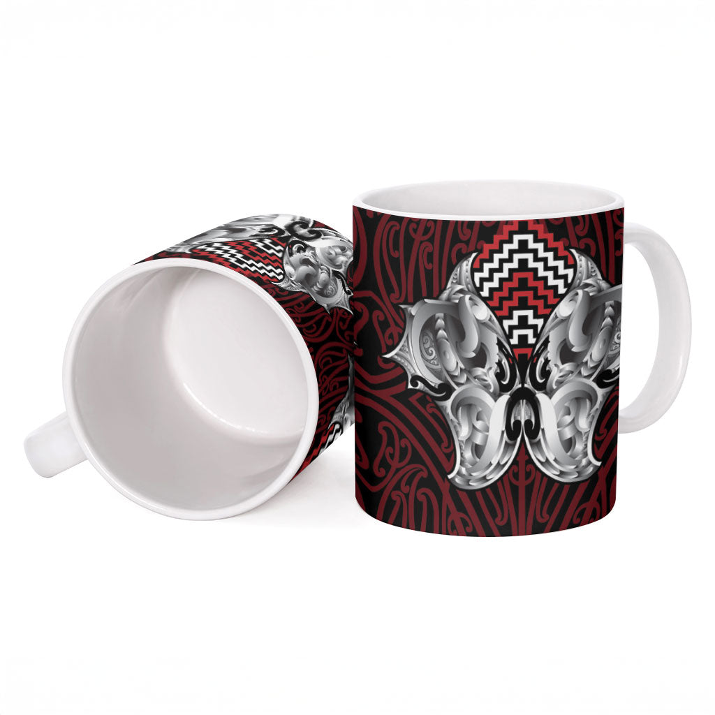 Aotearoa Kowhaiwhai Poutama Red Motif Ceramic Mug