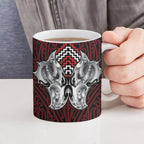 Aotearoa Kowhaiwhai Poutama Red Motif Ceramic Mug