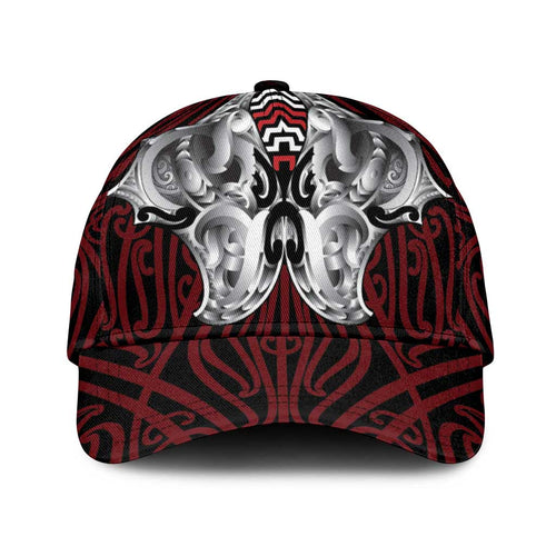 Aotearoa Kowhaiwhai Poutama Red Motif Classic Cap