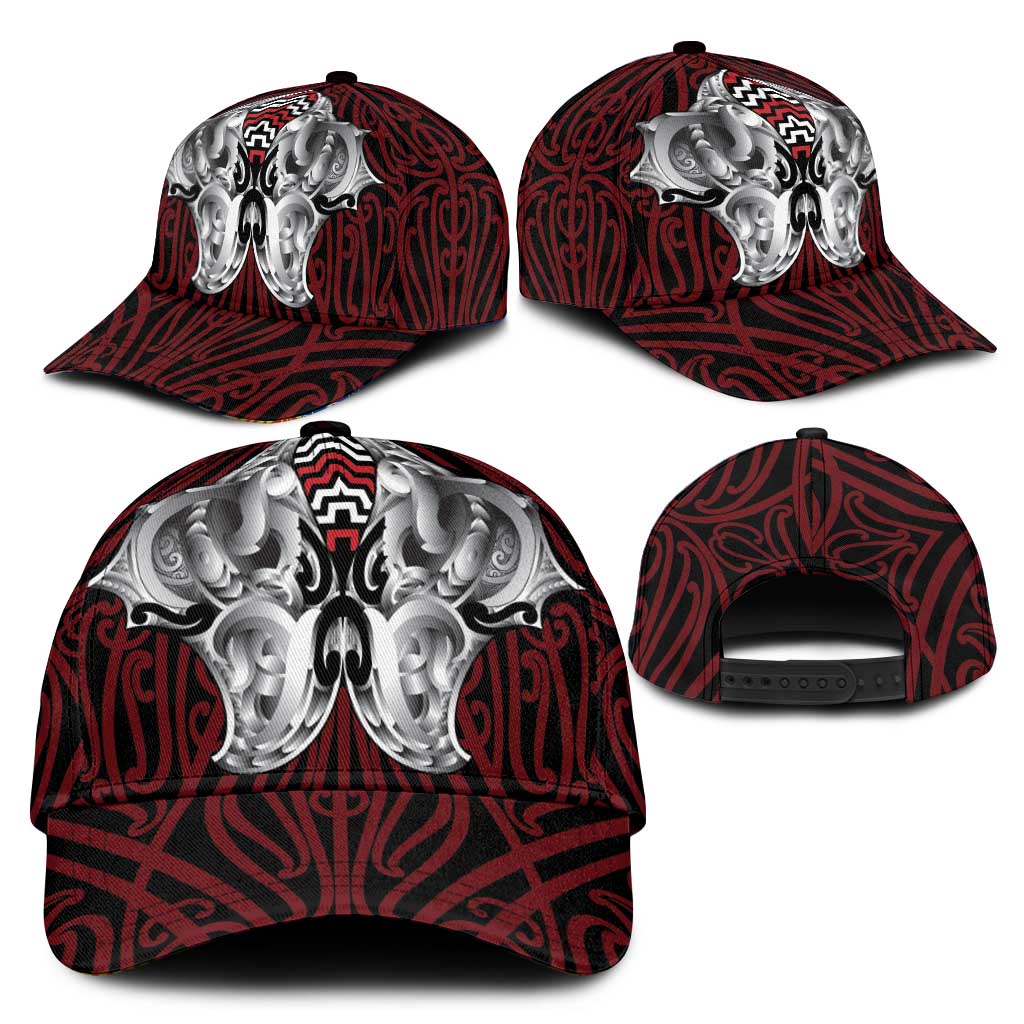 Aotearoa Kowhaiwhai Poutama Red Motif Classic Cap
