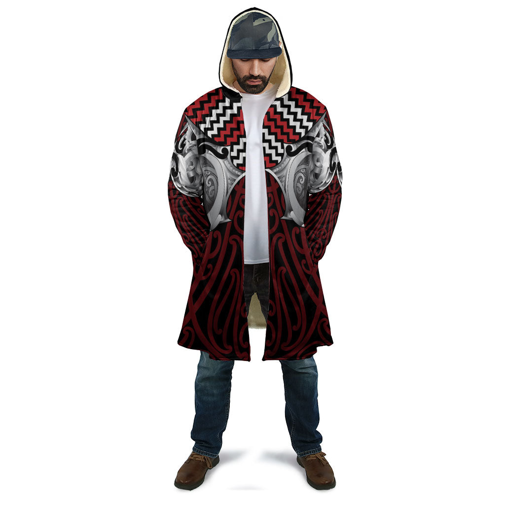 Aotearoa Kowhaiwhai Poutama Red Motif Cloak