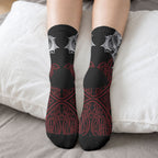 Aotearoa Kowhaiwhai Poutama Red Motif Crew Socks