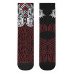 Aotearoa Kowhaiwhai Poutama Red Motif Crew Socks