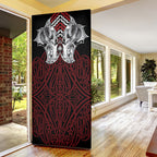 Aotearoa Kowhaiwhai Poutama Red Motif Door Cover