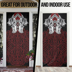 Aotearoa Kowhaiwhai Poutama Red Motif Door Cover