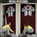 Aotearoa Kowhaiwhai Poutama Red Motif Door Cover