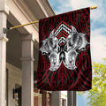 Aotearoa Kowhaiwhai Poutama Red Motif Garden Flag