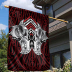 Aotearoa Kowhaiwhai Poutama Red Motif Garden Flag