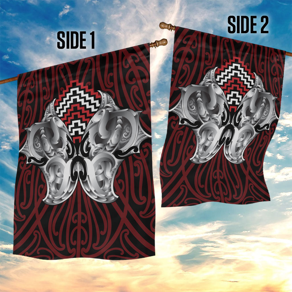 Aotearoa Kowhaiwhai Poutama Red Motif Garden Flag