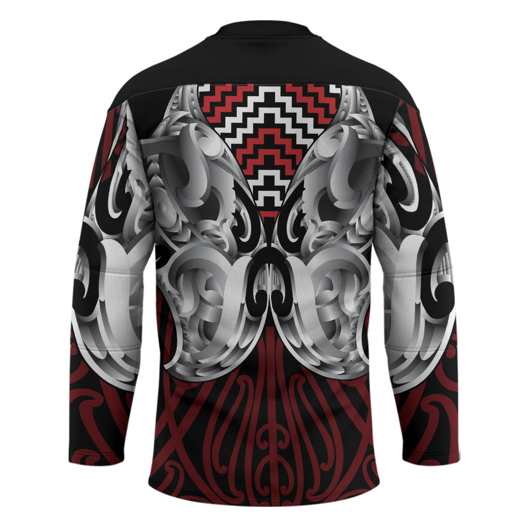 Aotearoa Kowhaiwhai Poutama Red Motif Hockey Jersey