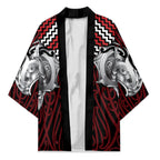 Aotearoa Kowhaiwhai Poutama Red Motif Kimono