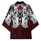 Aotearoa Kowhaiwhai Poutama Red Motif Kimono