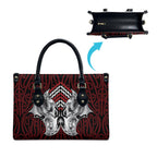 Aotearoa Kowhaiwhai Poutama Red Motif Leather Bag
