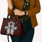 Aotearoa Kowhaiwhai Poutama Red Motif Leather Bag