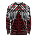 Aotearoa Kowhaiwhai Poutama Red Motif Long Sleeve Shirt