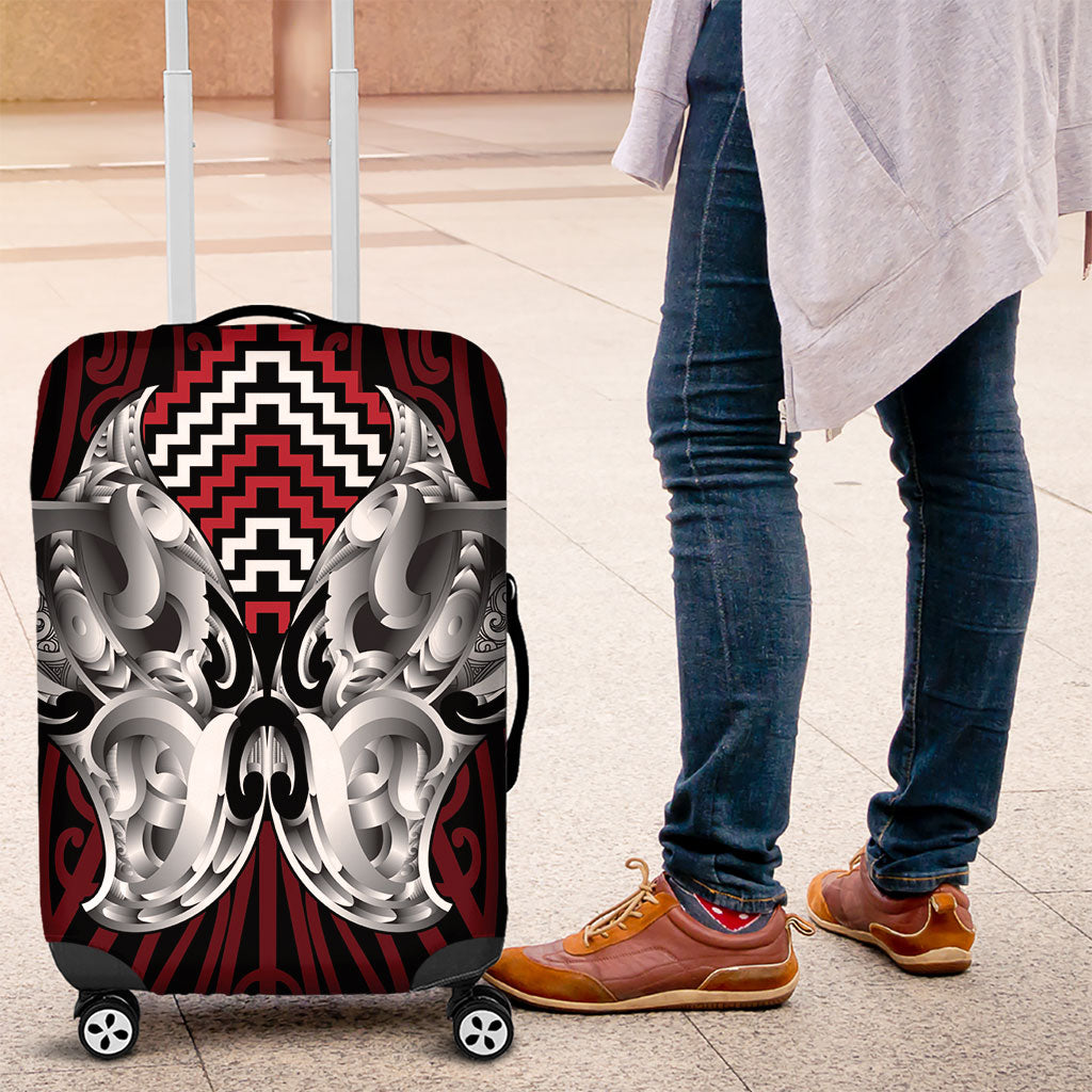Aotearoa Kowhaiwhai Poutama Red Motif Luggage Cover