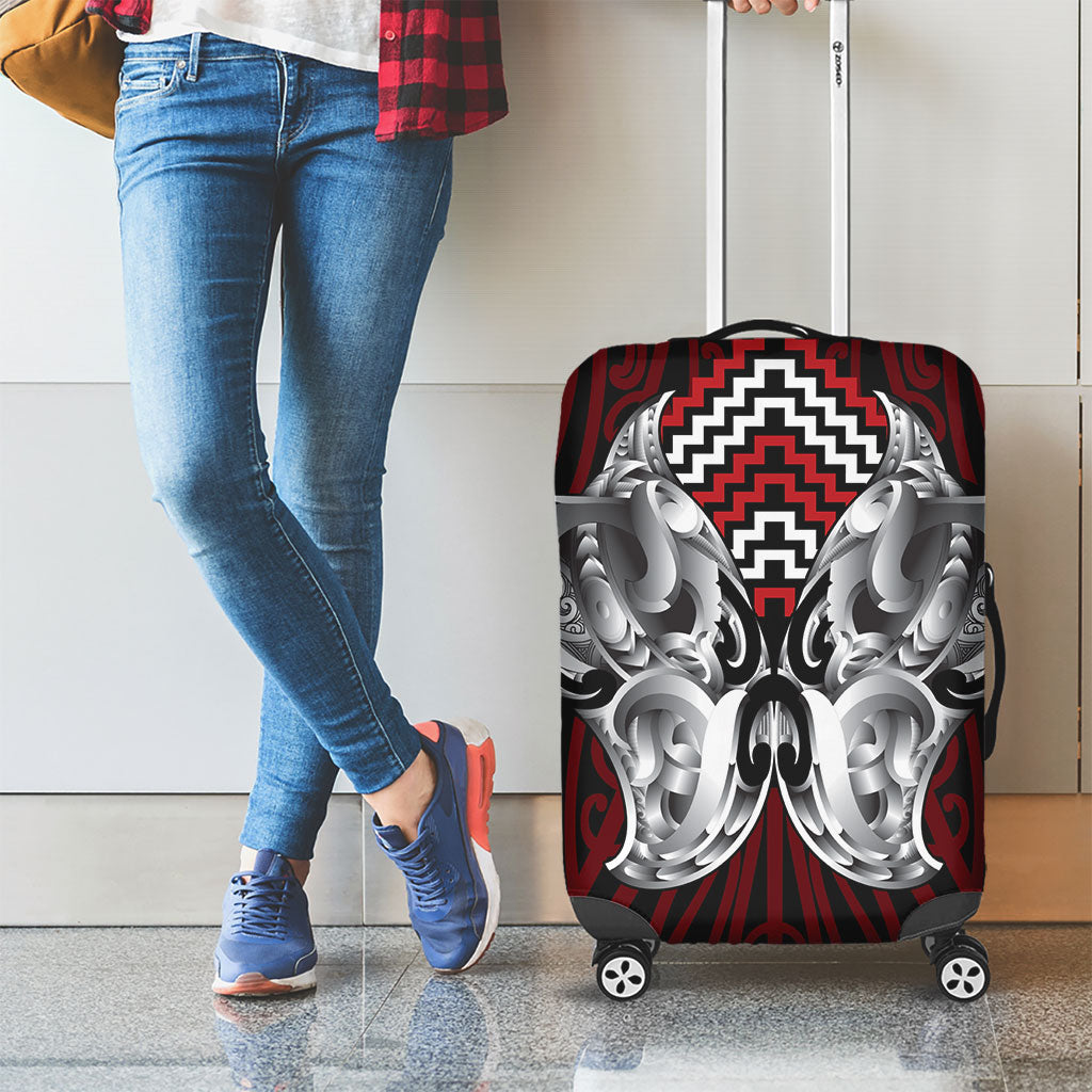 Aotearoa Kowhaiwhai Poutama Red Motif Luggage Cover
