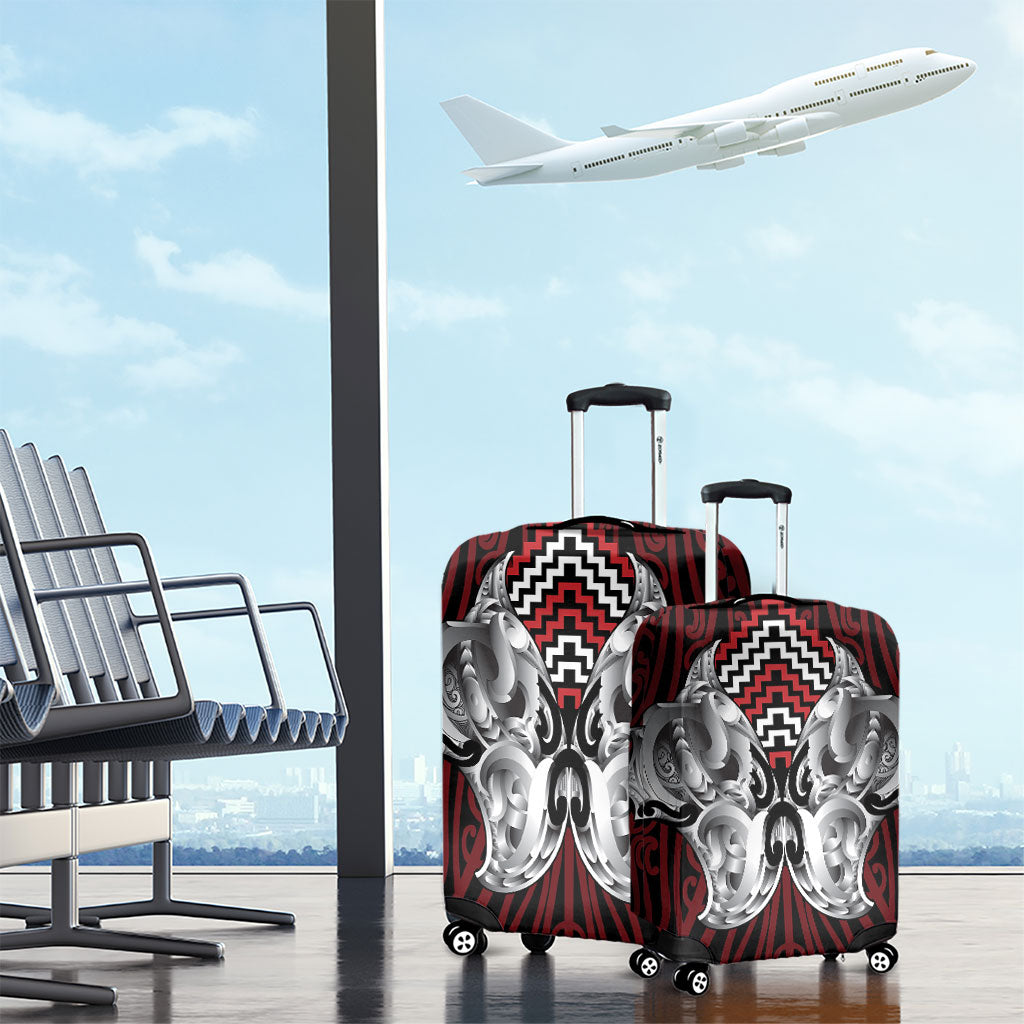 Aotearoa Kowhaiwhai Poutama Red Motif Luggage Cover