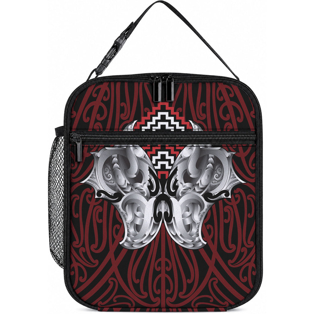 Aotearoa Kowhaiwhai Poutama Red Motif Lunch Bag