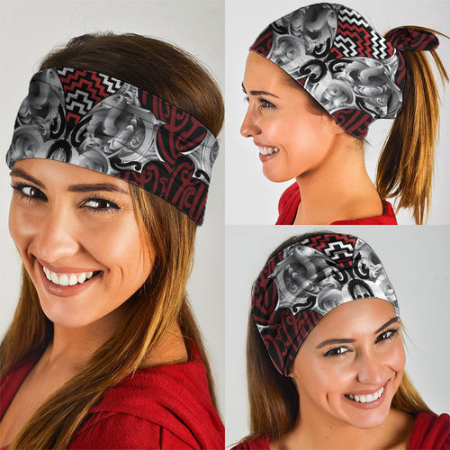 Aotearoa Kowhaiwhai Poutama Red Motif Neck Gaiter