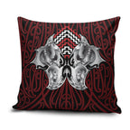 Aotearoa Kowhaiwhai Poutama Red Motif Pillow Cover