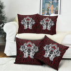 Aotearoa Kowhaiwhai Poutama Red Motif Pillow Cover