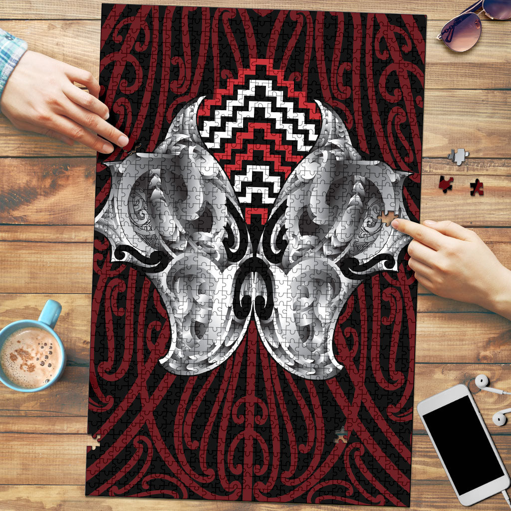 Aotearoa Kowhaiwhai Poutama Red Motif Puzzle
