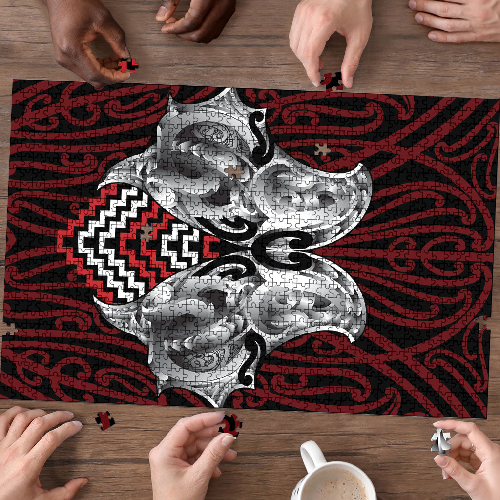 Aotearoa Kowhaiwhai Poutama Red Motif Puzzle