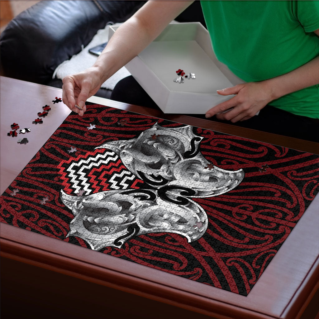 Aotearoa Kowhaiwhai Poutama Red Motif Puzzle