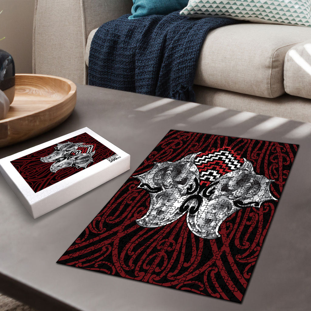 Aotearoa Kowhaiwhai Poutama Red Motif Puzzle