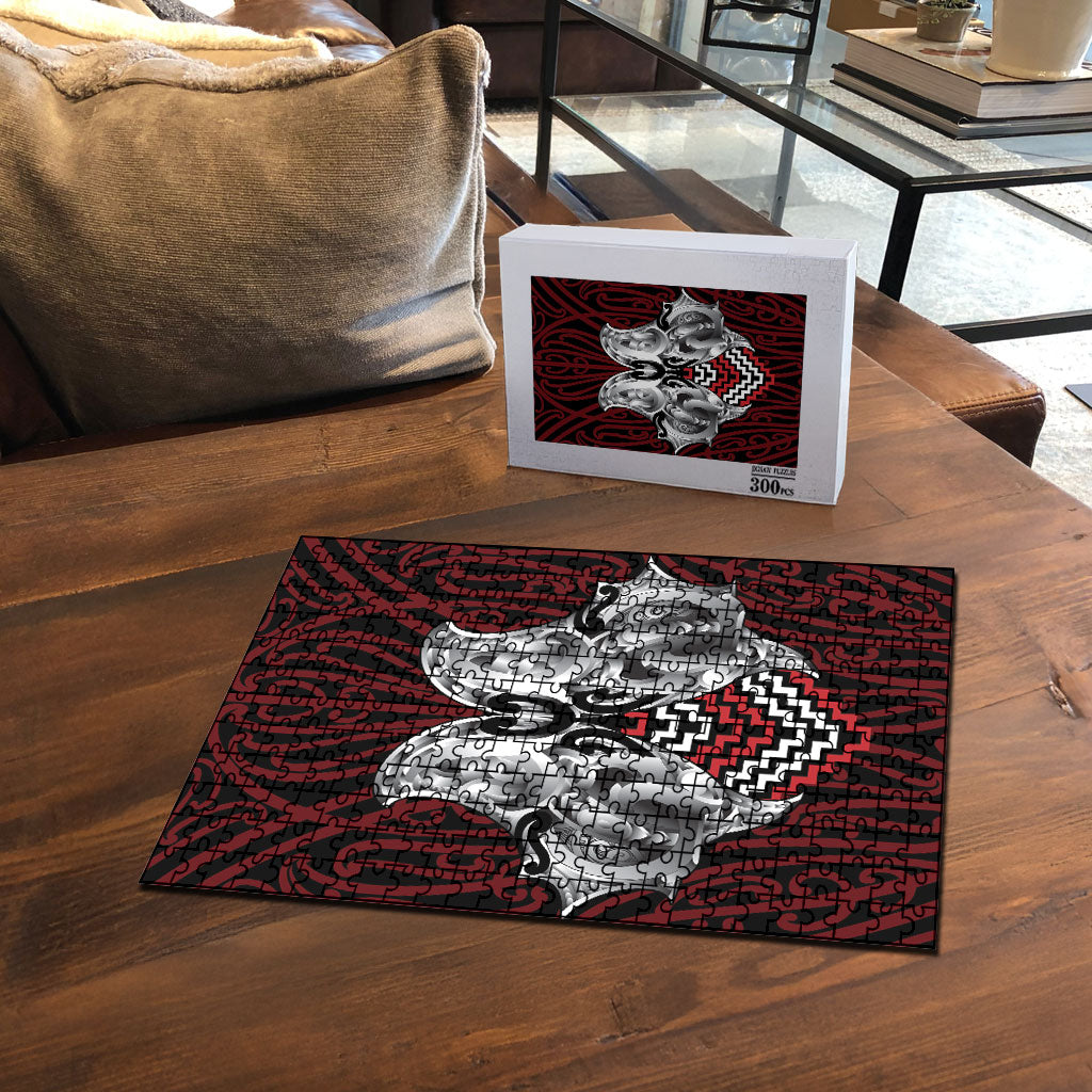 Aotearoa Kowhaiwhai Poutama Red Motif Puzzle
