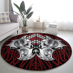 Aotearoa Kowhaiwhai Poutama Red Motif Round Carpet
