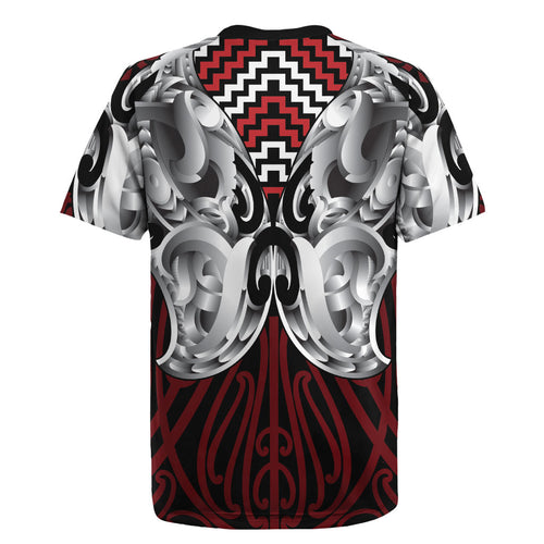 Aotearoa Kowhaiwhai Poutama Red Motif Rugby Jersey