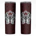 Aotearoa Kowhaiwhai Poutama Red Motif Skinny Tumbler