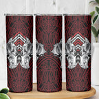 Aotearoa Kowhaiwhai Poutama Red Motif Skinny Tumbler