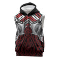 Aotearoa Kowhaiwhai Poutama Red Motif Sleeveless Hoodie