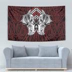 Aotearoa Kowhaiwhai Poutama Red Motif Tapestry