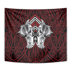 Aotearoa Kowhaiwhai Poutama Red Motif Tapestry