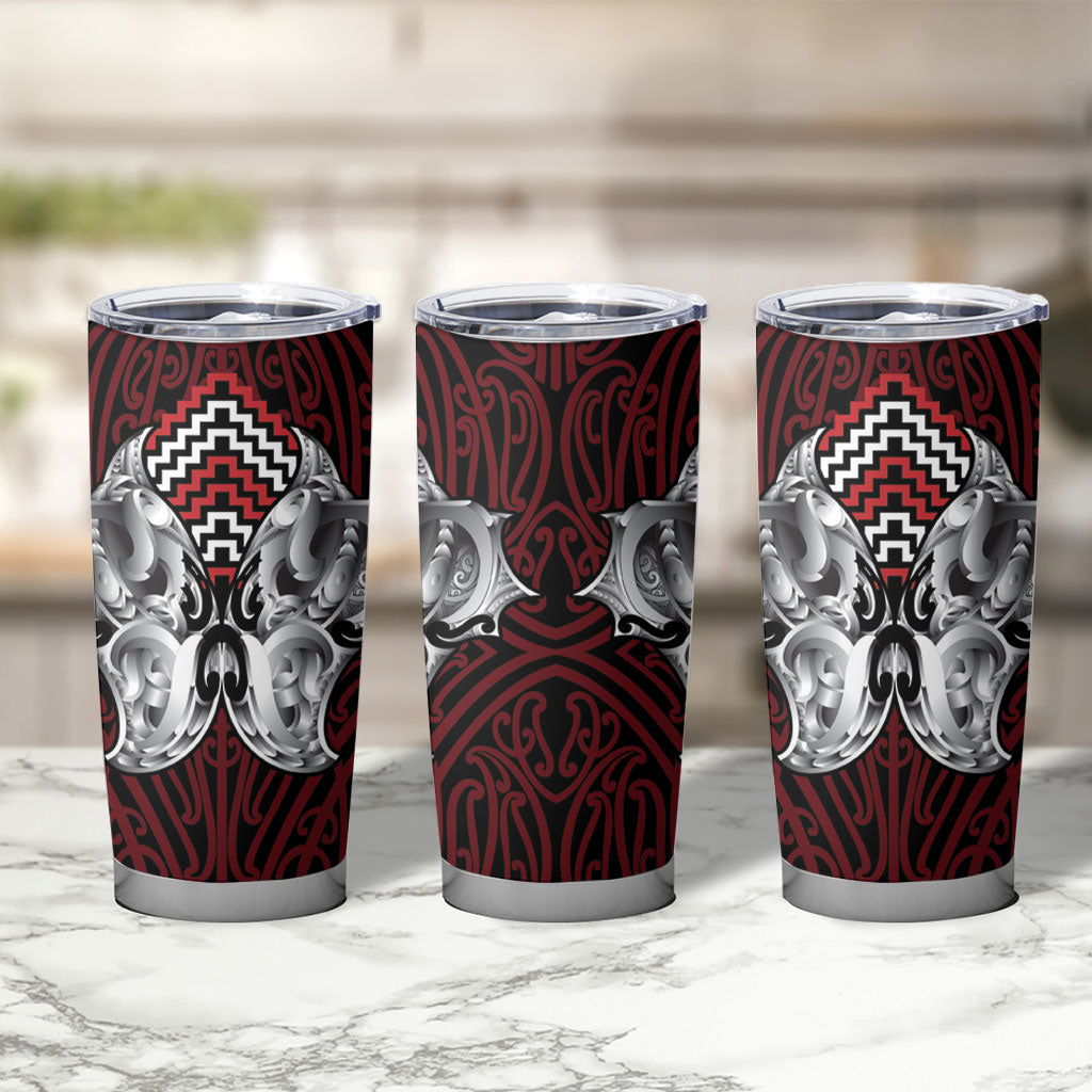 Aotearoa Kowhaiwhai Poutama Red Motif Tumbler Cup