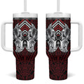 Aotearoa Kowhaiwhai Poutama Red Motif Tumbler With Handle