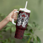Aotearoa Kowhaiwhai Poutama Red Motif Tumbler With Handle
