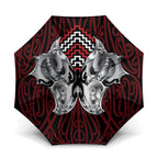 Aotearoa Kowhaiwhai Poutama Red Motif Umbrella