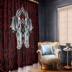 Aotearoa Kowhaiwhai Poutama Red Motif Window Curtain