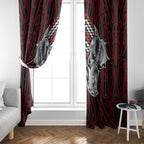 Aotearoa Kowhaiwhai Poutama Red Motif Window Curtain