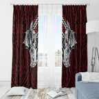 Aotearoa Kowhaiwhai Poutama Red Motif Window Curtain