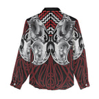 Aotearoa Kowhaiwhai Poutama Red Motif Women Casual Shirt